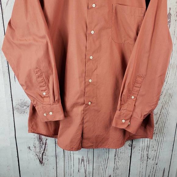 Bergamo New York Dress Shirt Mens Size Large 16/16.5 32/33 Long Sleeve Orange - Picture 3 of 9